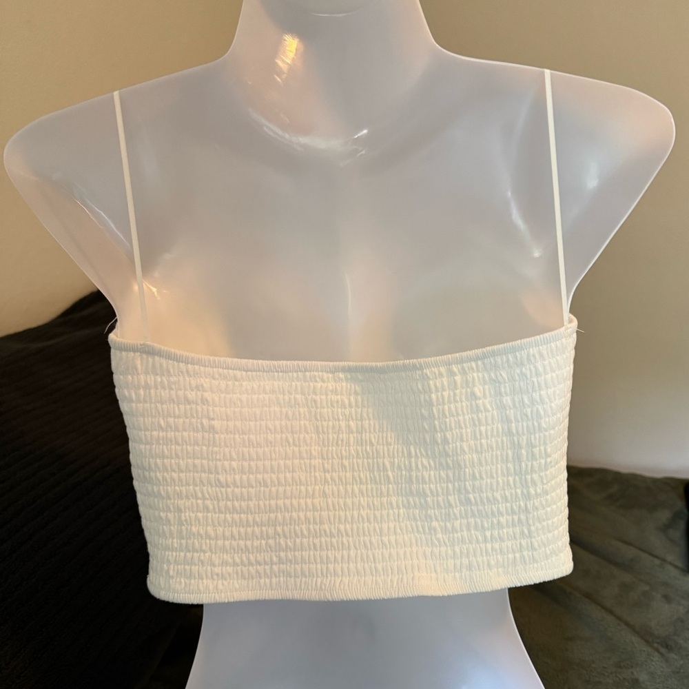 KIRIOUS LOS ANGELES White Lace Tube Top 100% Cotton Size S - Picture 2 of 4